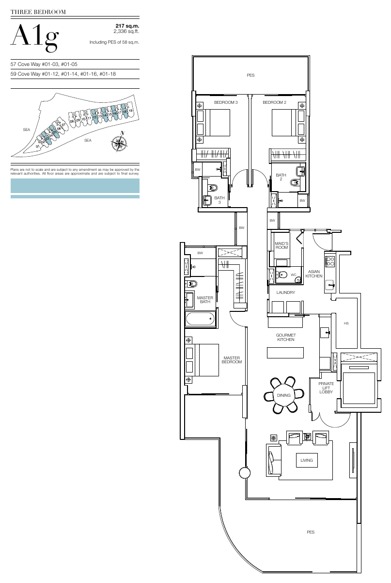 3-Bedroom (ground floor), Type A1g
