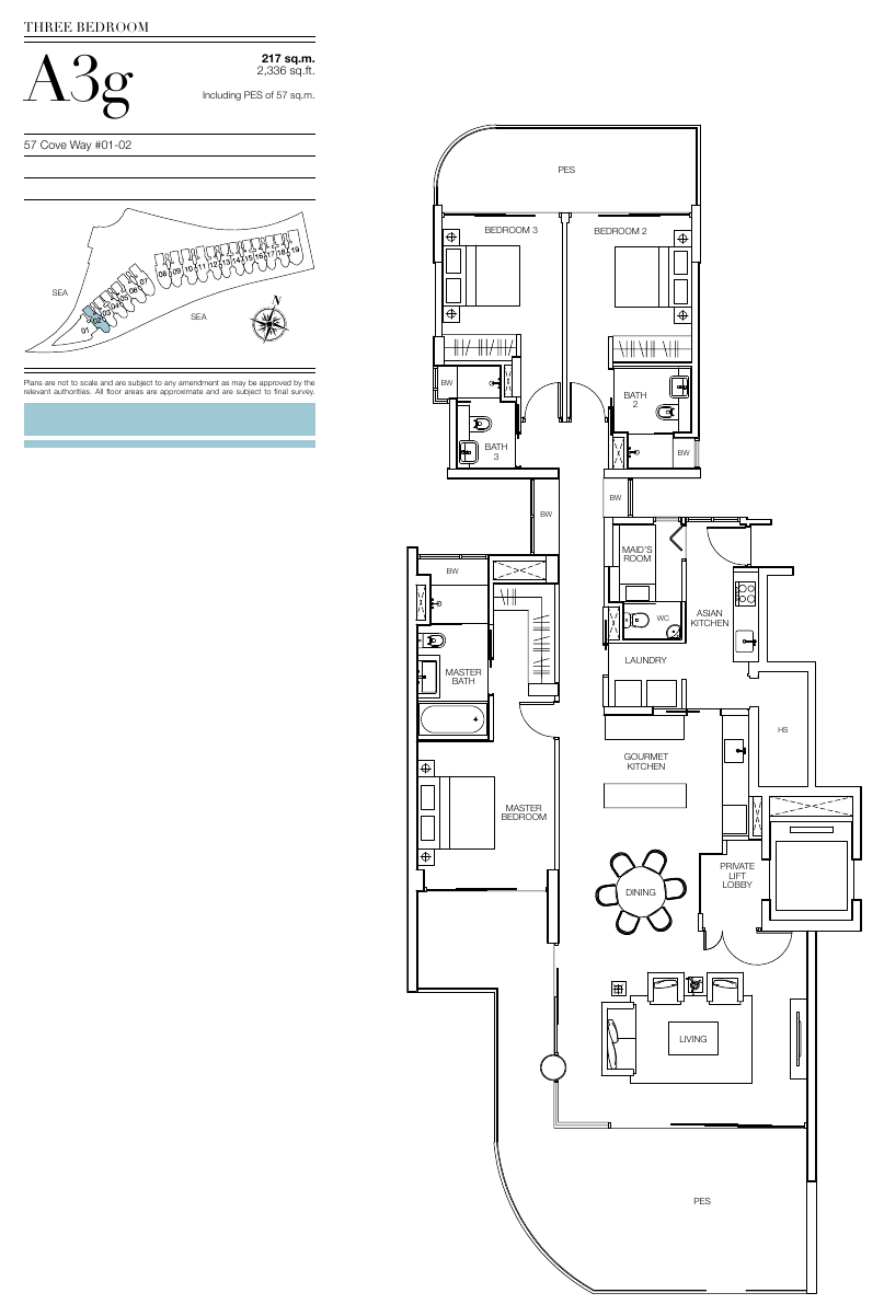 3-Bedroom (ground floor), Type A3g